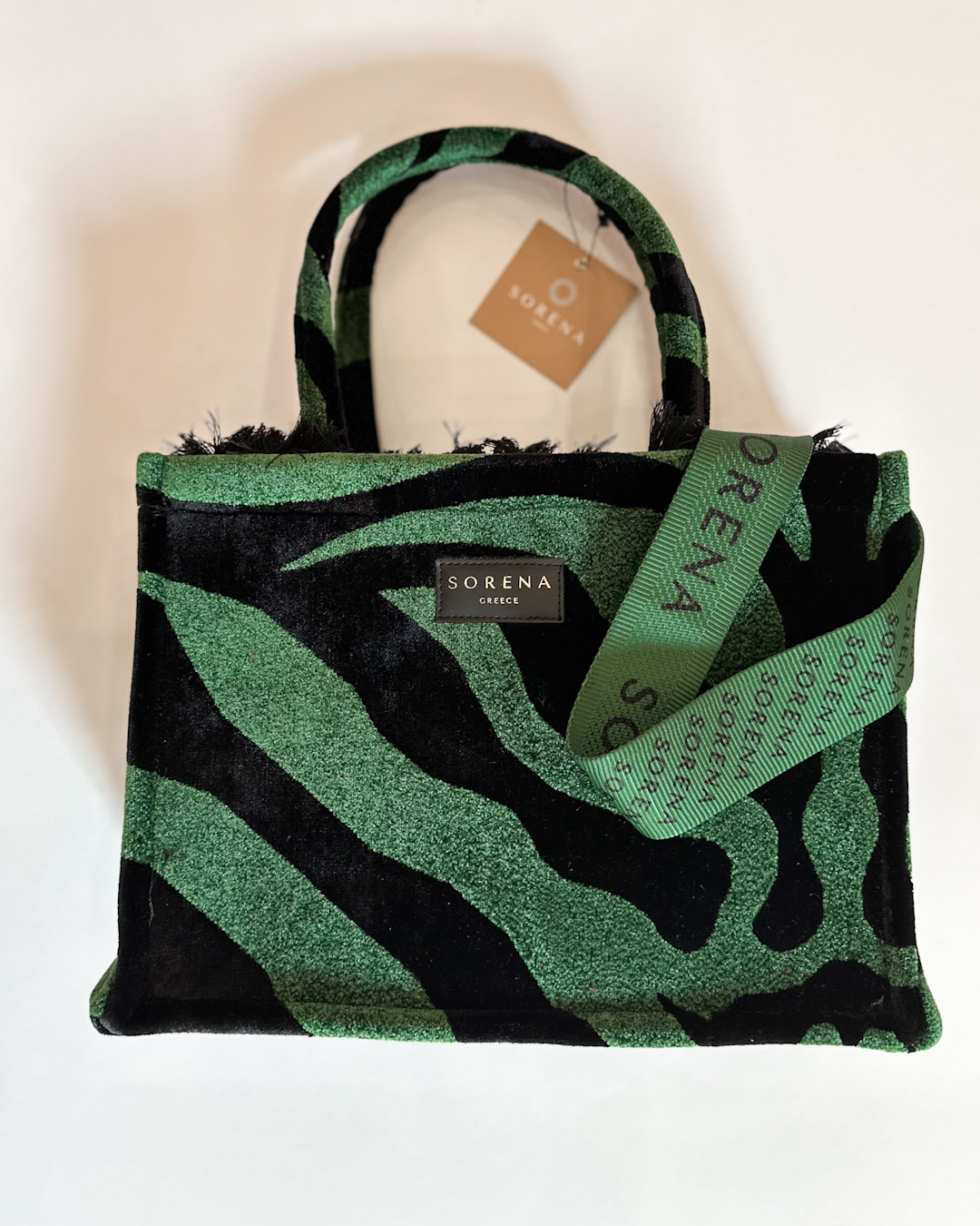 Animal velvet petrol medium tote bag